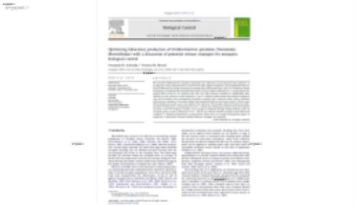 Optimizing laboratory production of Strelkovimermis spiculatus (Nematoda: Mermithidae) with a discussion of potential release strategies for mosquito biological control